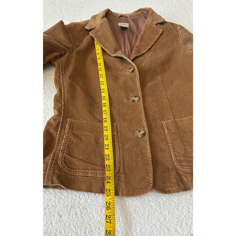 L.L. Bean Corduroy Jacket Women's Dark Tan 3 Button Pockets Blazer Size 10 Reg - Picture 4 of 9